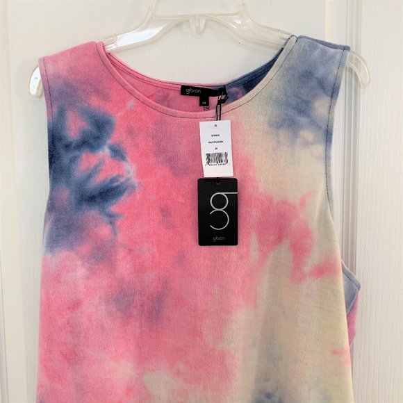 Gibson Nordstrom Elizabeth Tie Dye Plush Tank Top Racerback Navy & Pink Size 2X - Picture 6 of 7